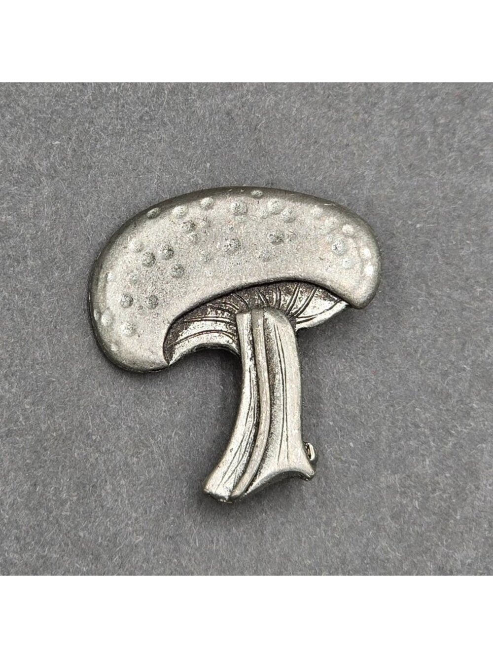 Vintage Metzke Pewter Mushroom Brooch 1.25" Toadstool Art Pin 1970s MCM